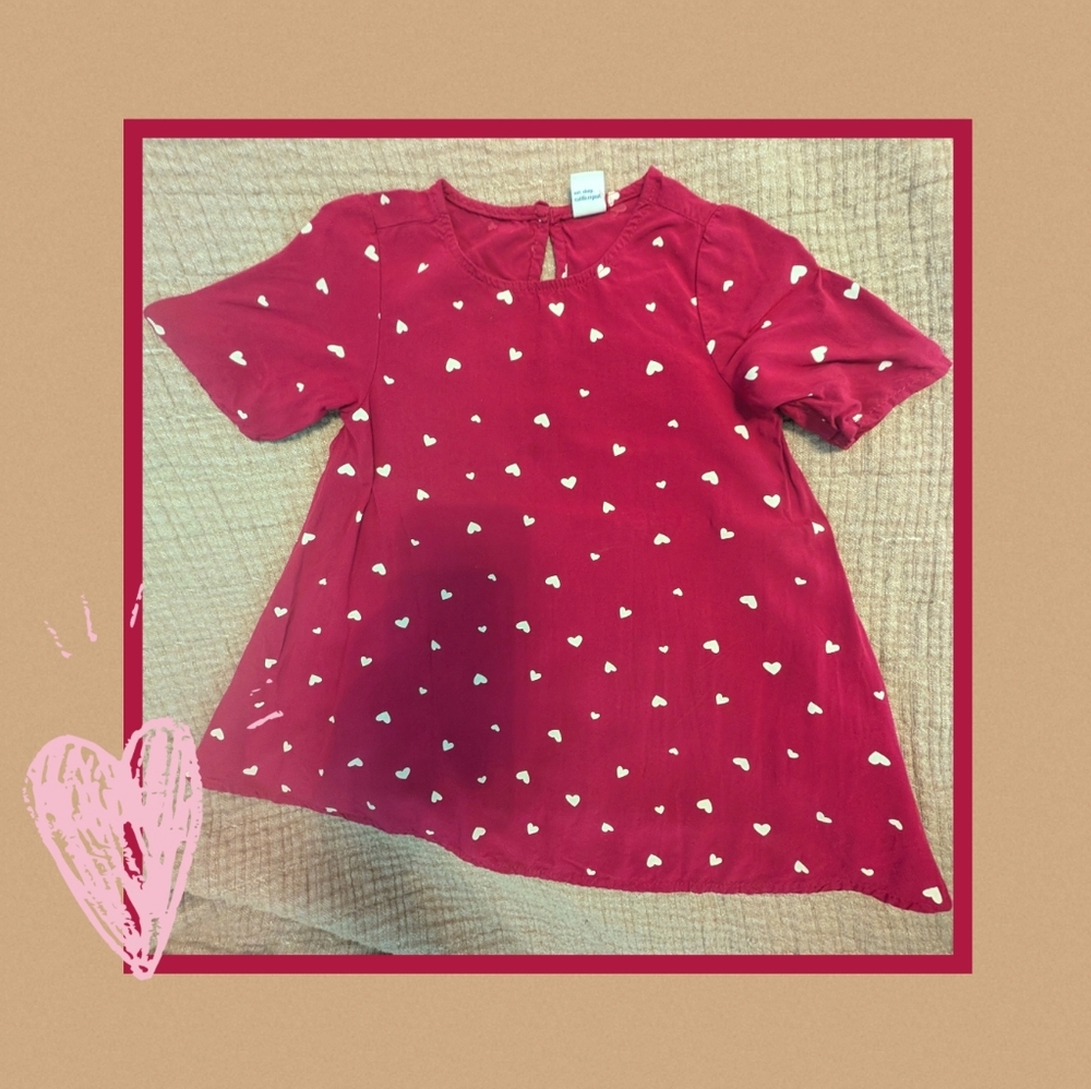 Old Navy Pink And White Heart Patterned Swing Dress Size 2T